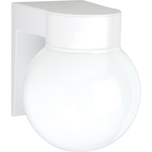 1 Light - 8" Utility Wall with White Glass White Finish