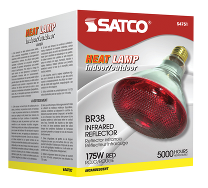 175 Watt BR38 Incandescent; Red Heat; 5000 Average rated hours; Medium base; 120 Volt
