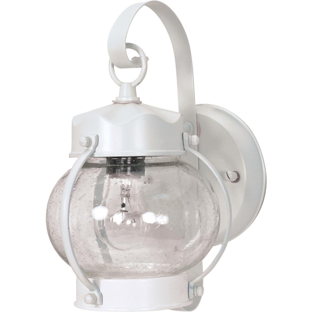 1 Light, 10-5/8 in., Wall Lantern Onion Lantern with Clear Seed Glass, Color retail packaging