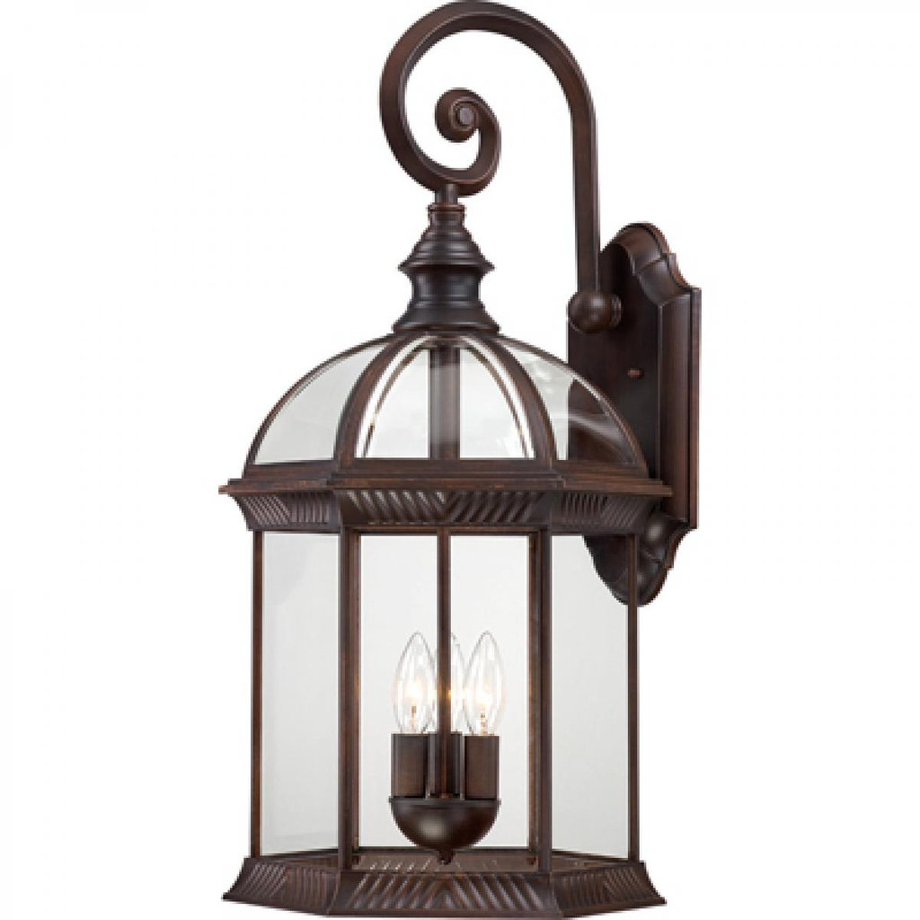 Boxwood - 3 Light 26" Wall Lantern with Clear Beveled Glass - Rustic Bronze Finish