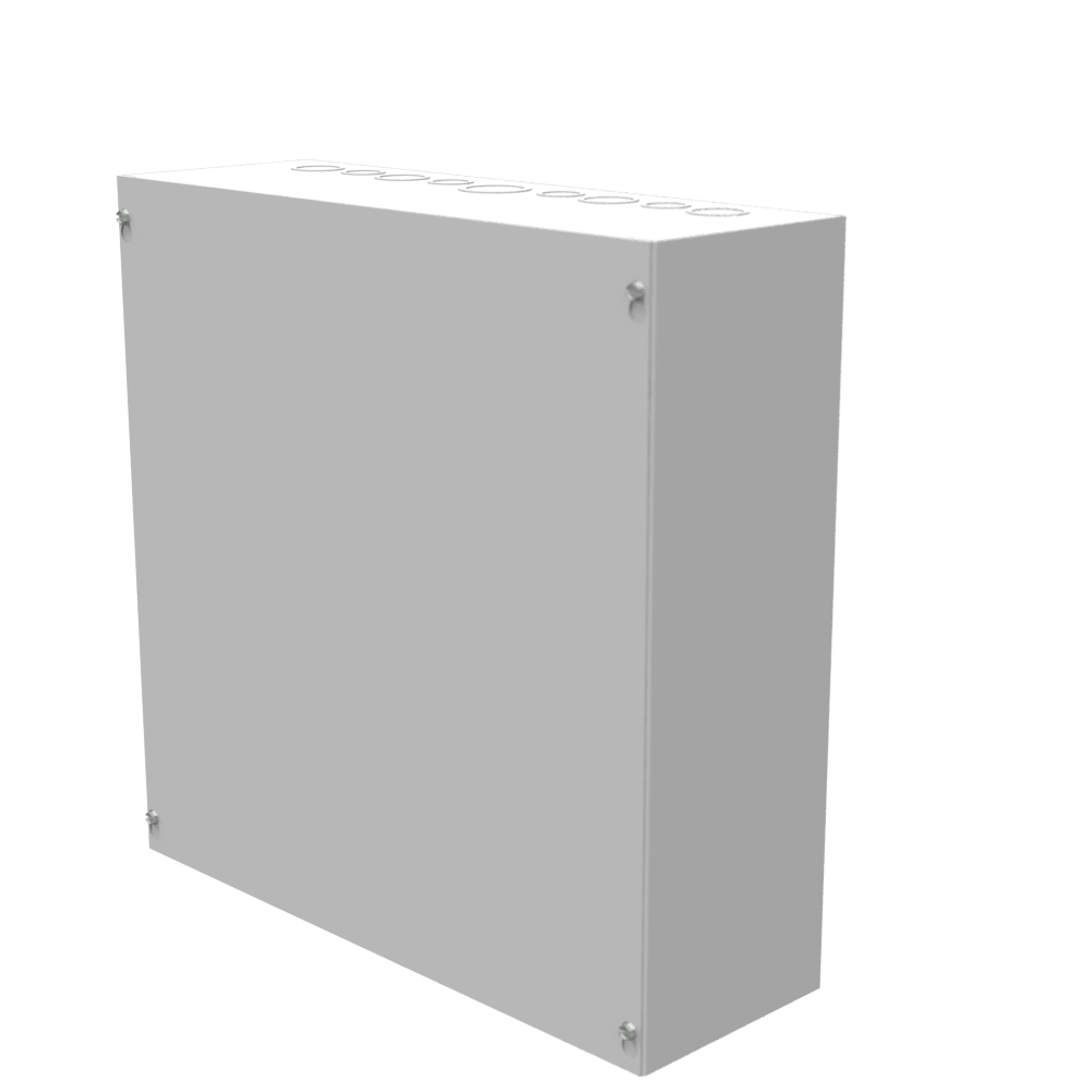 18x6x18 Screw Cover Type 1 UL Steel KOs Gray Cover w/Teardrop Slots Holes In Back