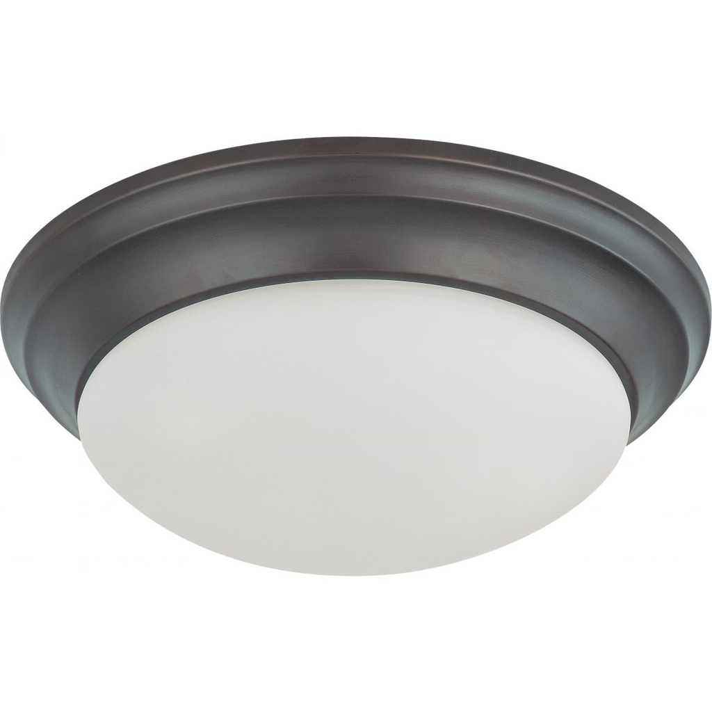 14" - LED Flush with Frosted Glass- Mahogany Bronze Finish- 120-277V