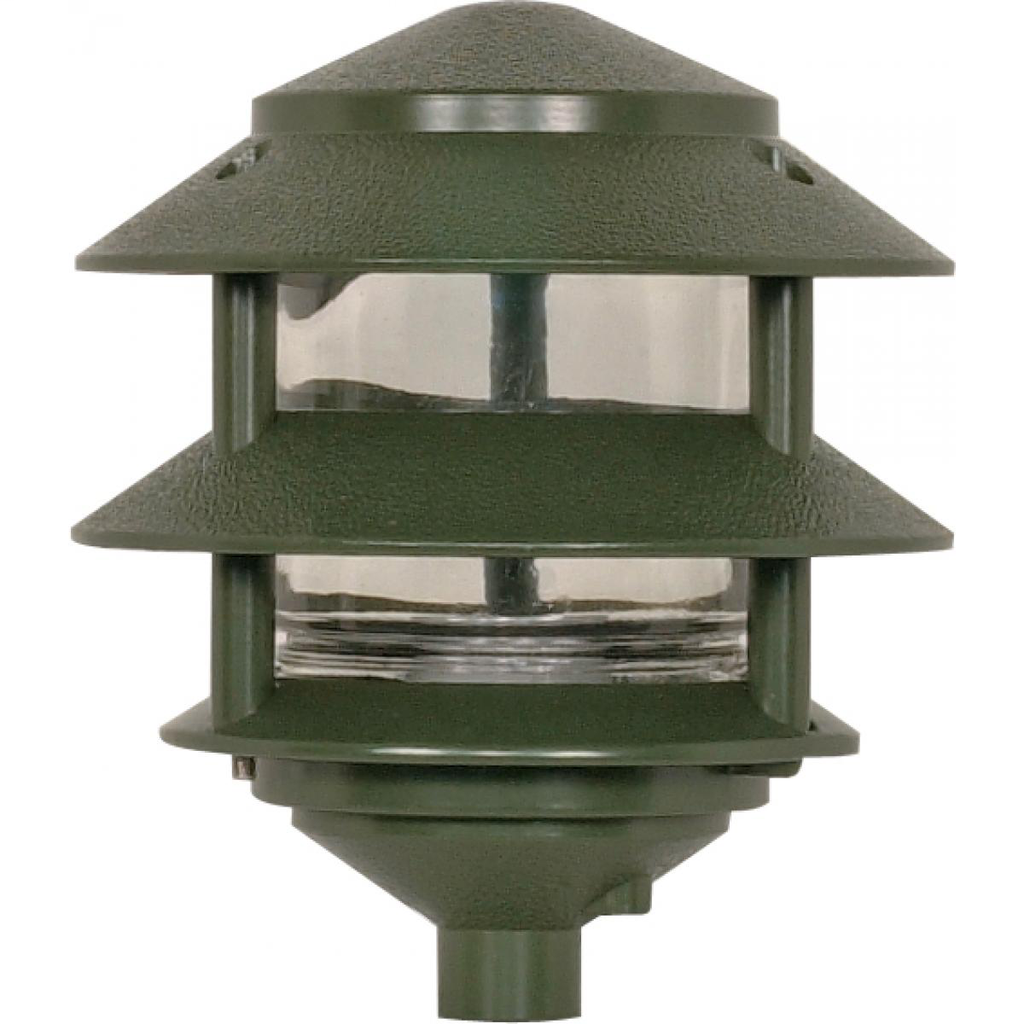 1 Light - 8" Pathway Light Two Louver - Small Hood - Green Finish