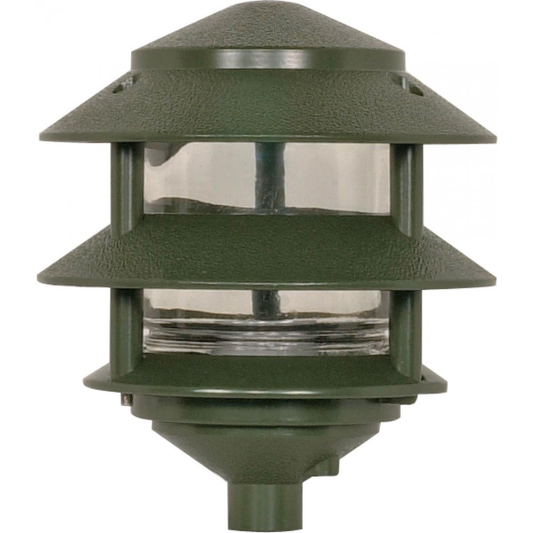 1 Light - 8" Pathway Light Two Louver - Small Hood - Green Finish