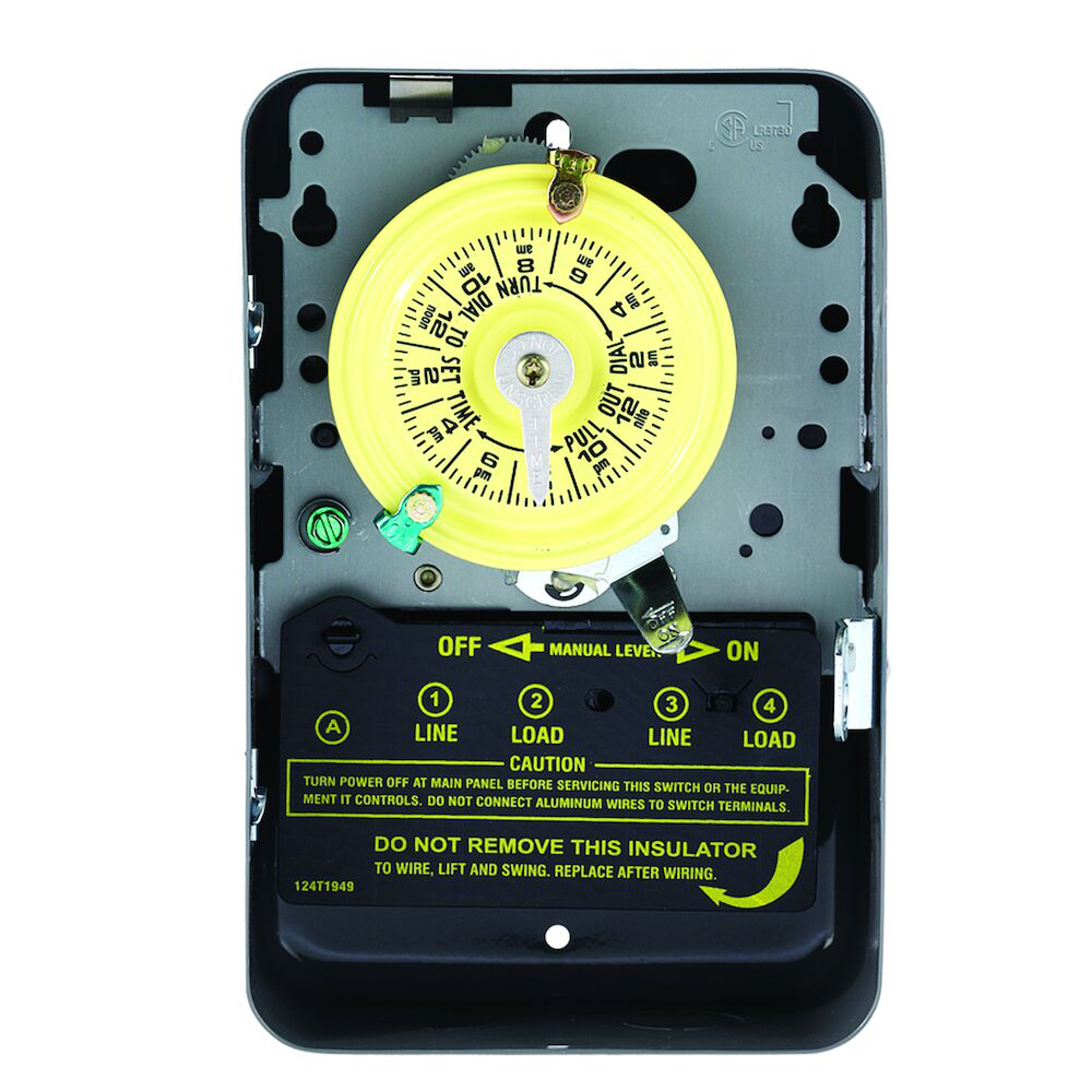 24-Hour Mechanical Time Switch, 208-277 VAC, 60Hz, DPST, Indoor Metal Enclosure, 1 Hour Interval