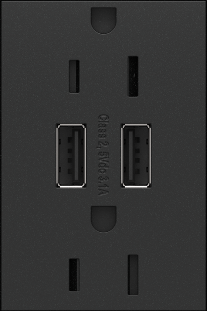 adorne® Dual-USB Outlet , Graphite