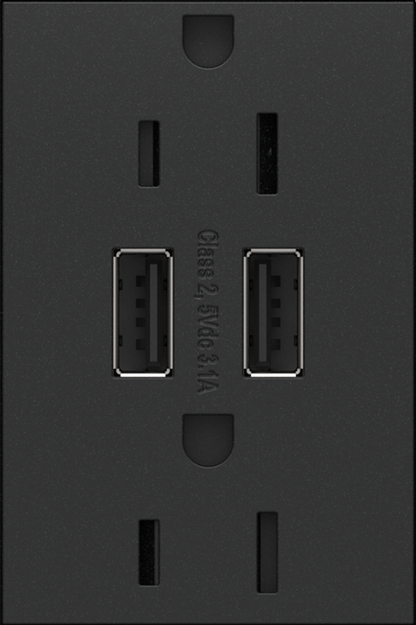 adorne® Dual-USB Outlet , Graphite