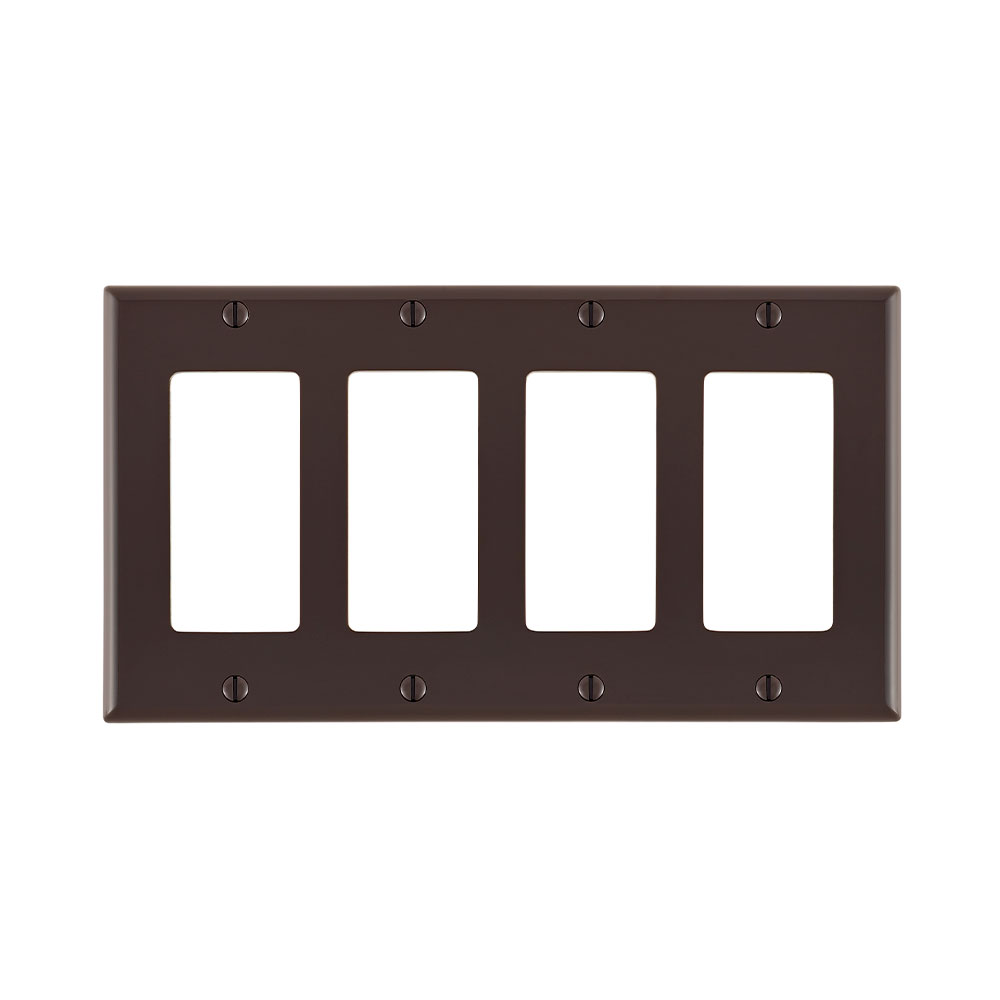 4-Gang Decora/GFCI Device Wallplate, Standard Size, Thermoplastic Nylon, Brown