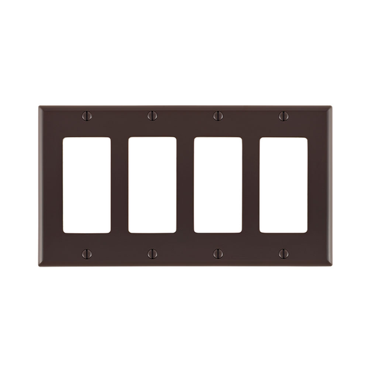 4-Gang Decora/GFCI Device Wallplate, Standard Size, Thermoplastic Nylon, Brown