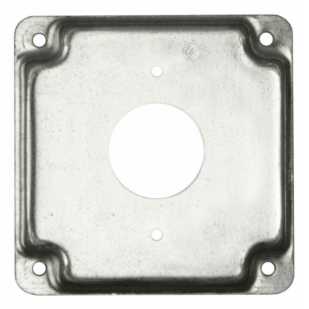 4 in. Square Cover, Exposed Work, 1.406 in. dia. Receptacle