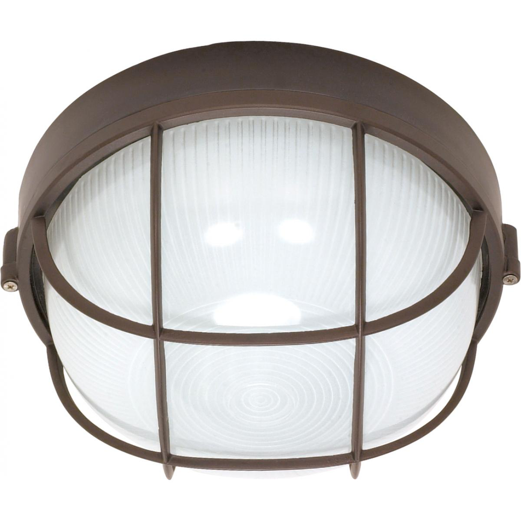 1 Light - 10'' Round Cage Bulkhead - Architectural Bronze Finish