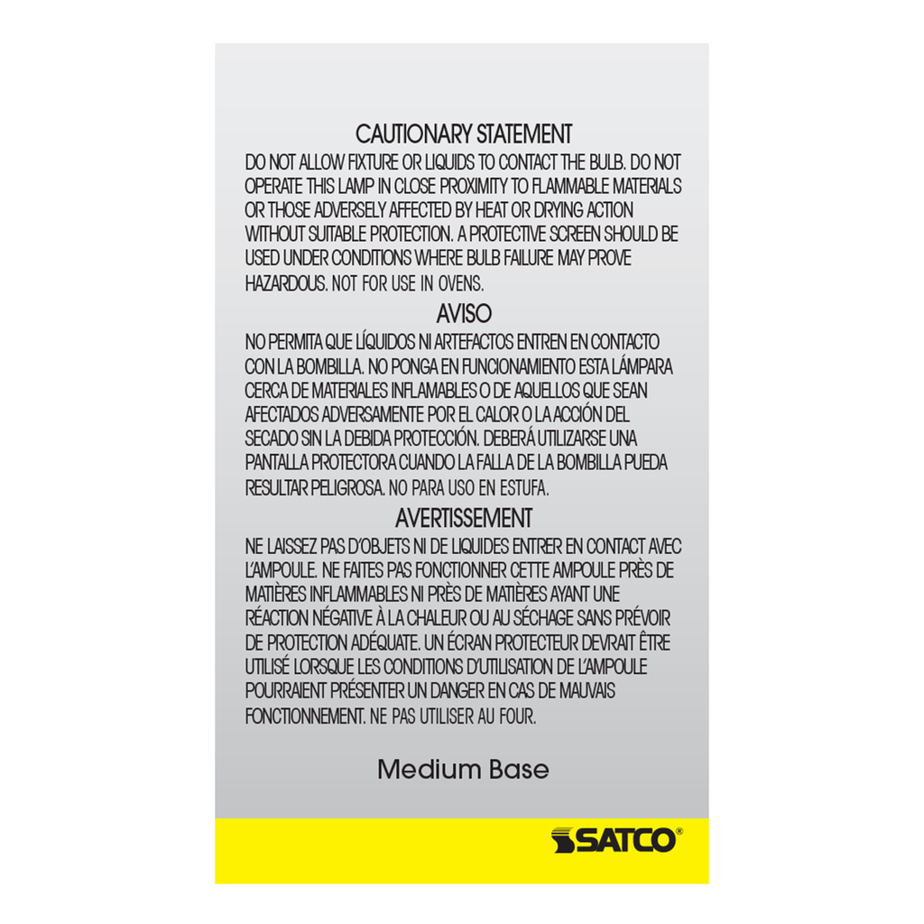 40 Watt A15 Incandescent; Clear; Appliance Lamp; 2500 Average rated hours; 300/225 Lumens; Medium base; 130/120 Volt