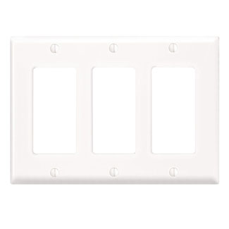 3-Gang Decora/GFCI Device Wallplate, Size, Thermoplastic Nylon, White