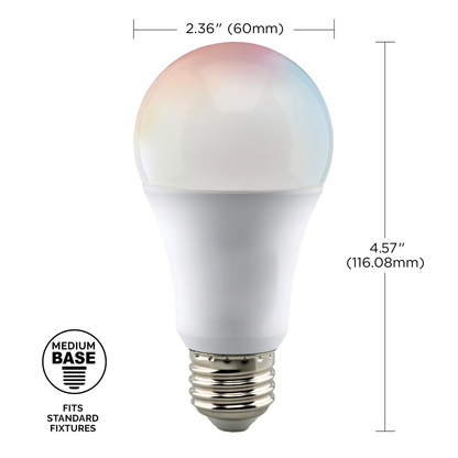 9.5 Watt; A19 LED; RGB & Tunable White; Starfish IOT; 120 Volt; 800 Lumens; 2-pack
