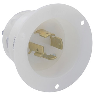 20 Amp, 250 Volt, Flanged Inlet Locking Receptacle, Industrial Grade