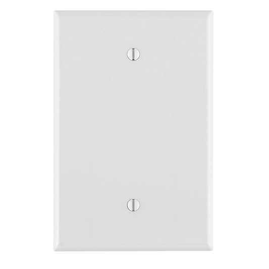 1-Gang Blank Wallplate, Oversized, Thermoplastic, White