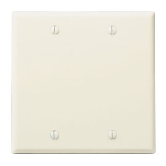 2-Gang Blank Wallplate, Standard Size, Thermoset, Box Mount, Light Almond