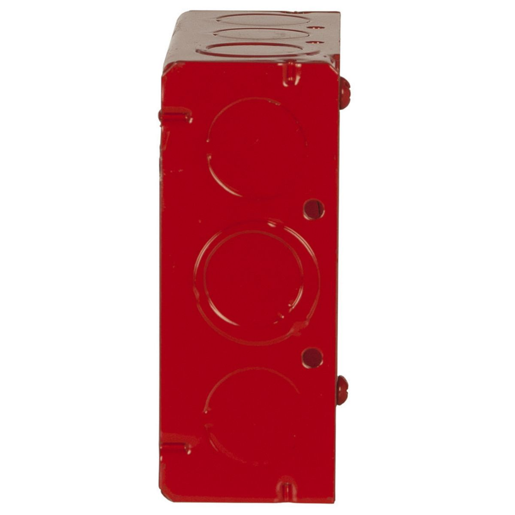 4 in. Life Safety Square Box, Welded, 1-1/2 in. Deep, Ten 1/2 in. KO's and Six TKO's, Red