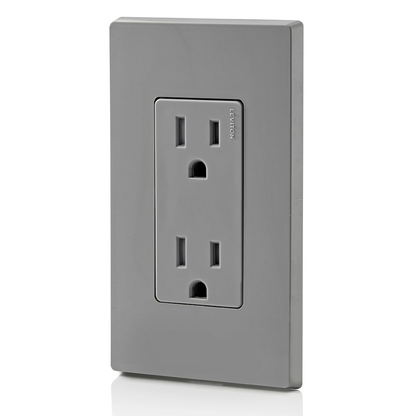 15 Amp Decora Tamper-Resistant Duplex Outlet/Receptacle, Grounding, Gray