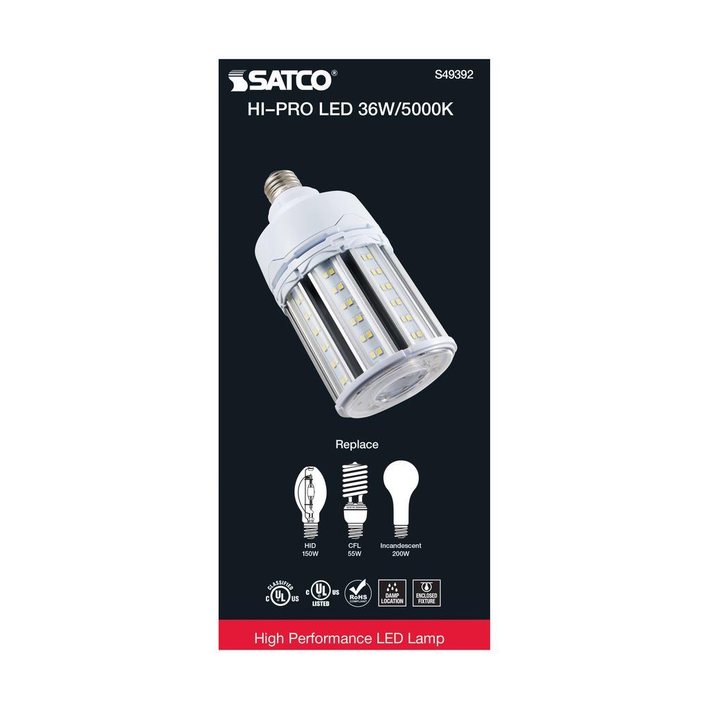 36 Watt LED HID Replacement; 80 CRI; 5000K; Type B; Ballast Bypass; Medium base; Economy Hi-Pro