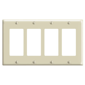 4-Gang Decora/GFCI Device Wallplate, Standard Size, Thermoset, Ivory