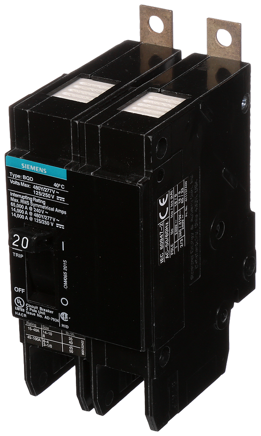 BREAKER BQD 2P 20A 480VAC 14KA