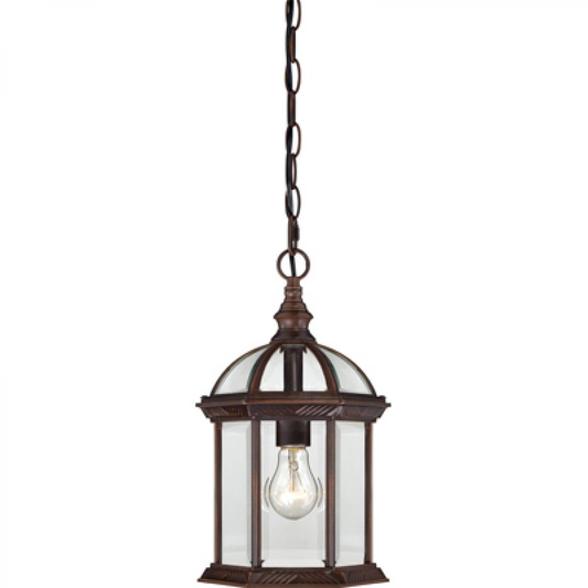 Boxwood - 1 Light 14" Hanging Lantern with Clear Beveled Glass - Rustic Bronze Finish