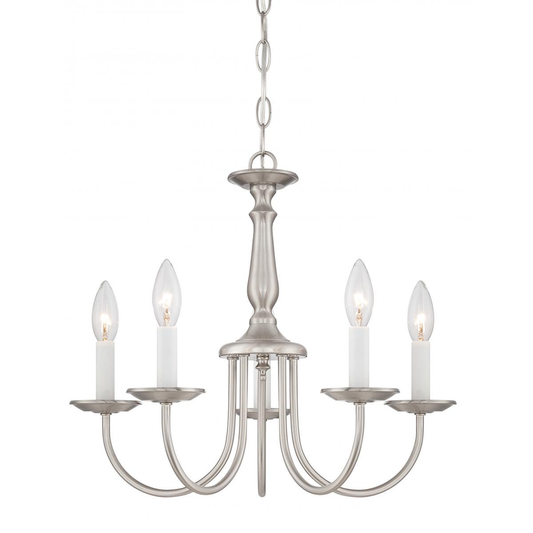 5 Light - Chandelier - withCandlesticks - Brushed Nickel Finish