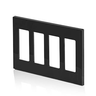 4-Gang Decora Plus Screwless Wallplate Polycarbonate, Black
