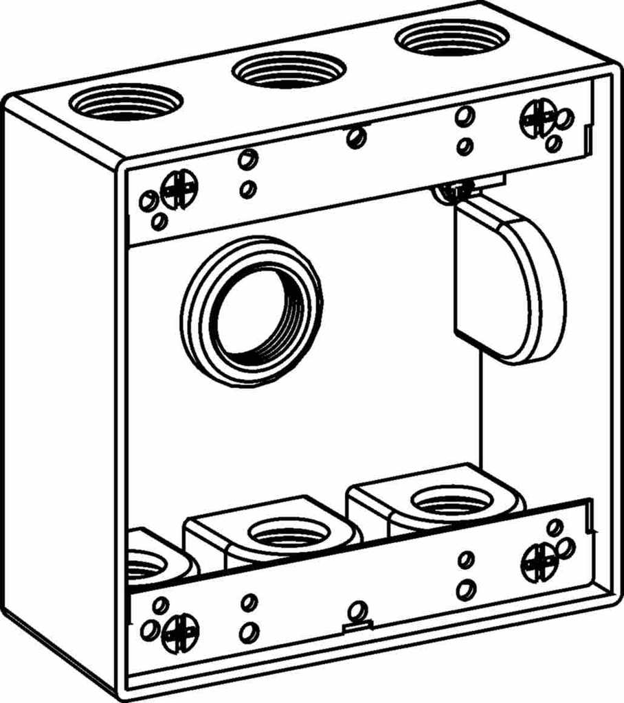 2-GANG BOX 2" DEEP WITH 7 OUTLET HOLES - 3/4" SIZE DEVICE MOUNT - GRAY