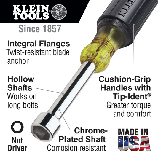 11/32-Inch Nut Driver 6-Inch Hollow Shaft