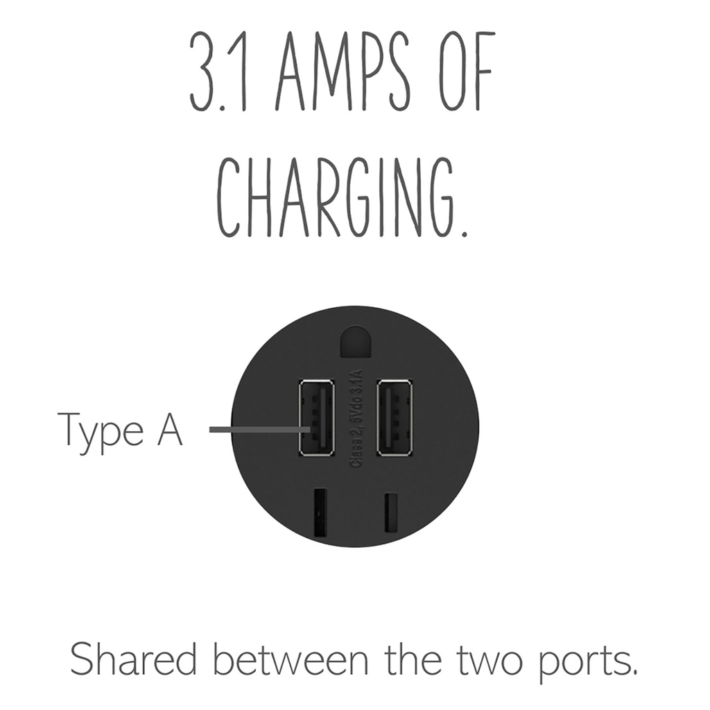 adorne® Dual-USB Outlet , Graphite