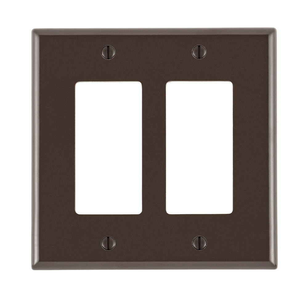 2-Gang Decora/GFCI Device Wallplate, Midway Size, Thermoset, Brown