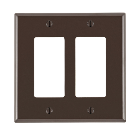 2-Gang Decora/GFCI Device Wallplate, Midway Size, Thermoset, Brown