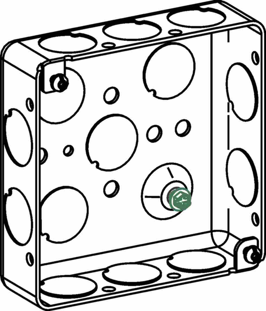 1-1/4" DEEP, 4" SQUARE (4S) SHALLOW BOX DRAWN WITH 1/2" KO