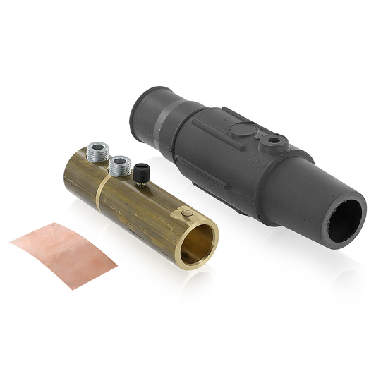 17 Series Female Complete Plug, Detachable, Cam-Type Connector, Industrial Grade, Double Set Screw, Taper Nose, Cable Range- 350-500MCM, 690 Amp - Black