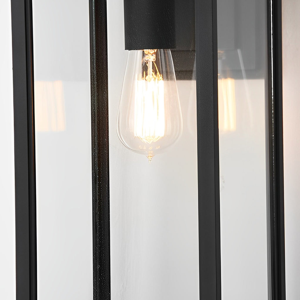 Waterproof Rectangular Glass Black Outdoor Wall Lantern Lantern
