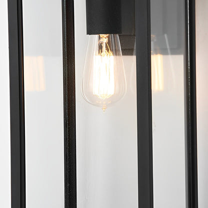 Waterproof Rectangular Glass Black Outdoor Wall Lantern Lantern