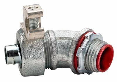 1" 45° Liquidtight Connector with Grounding Lug