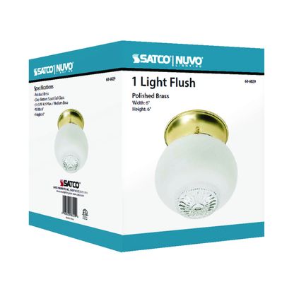1 Light - 6" - Ceiling Fixture - Clear Bottom Squat Ball, Color retail packaging