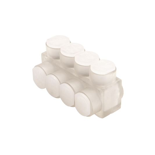 Aluminum Multiple Tap Connector, Clear Insulated, 5 Port, 1 Sided Entry, 10 AWG-250 kcmil, Al/Cu Rated