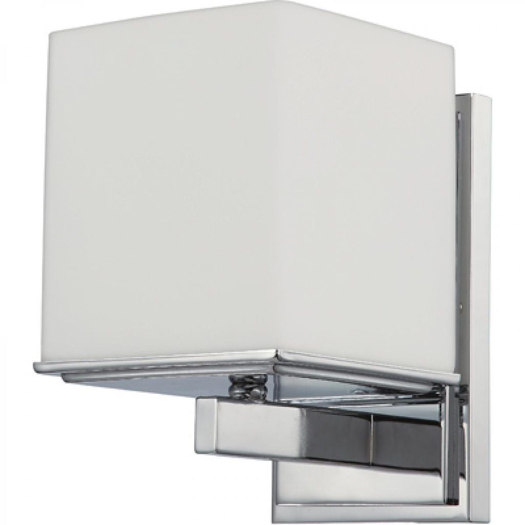 Bento - 1 Light Vanity with Satin White Glass - Polished Chrome Finish