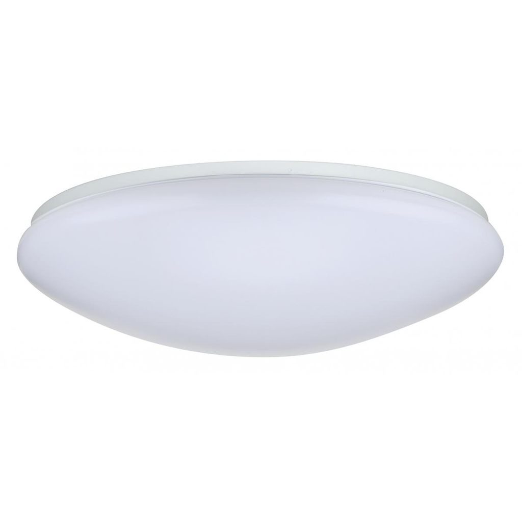 19"- LED Flush with White Acrylic Lens - White Finish - 120V