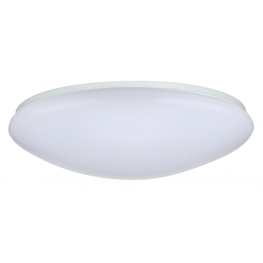 19"- LED Flush with White Acrylic Lens - White Finish - 120V