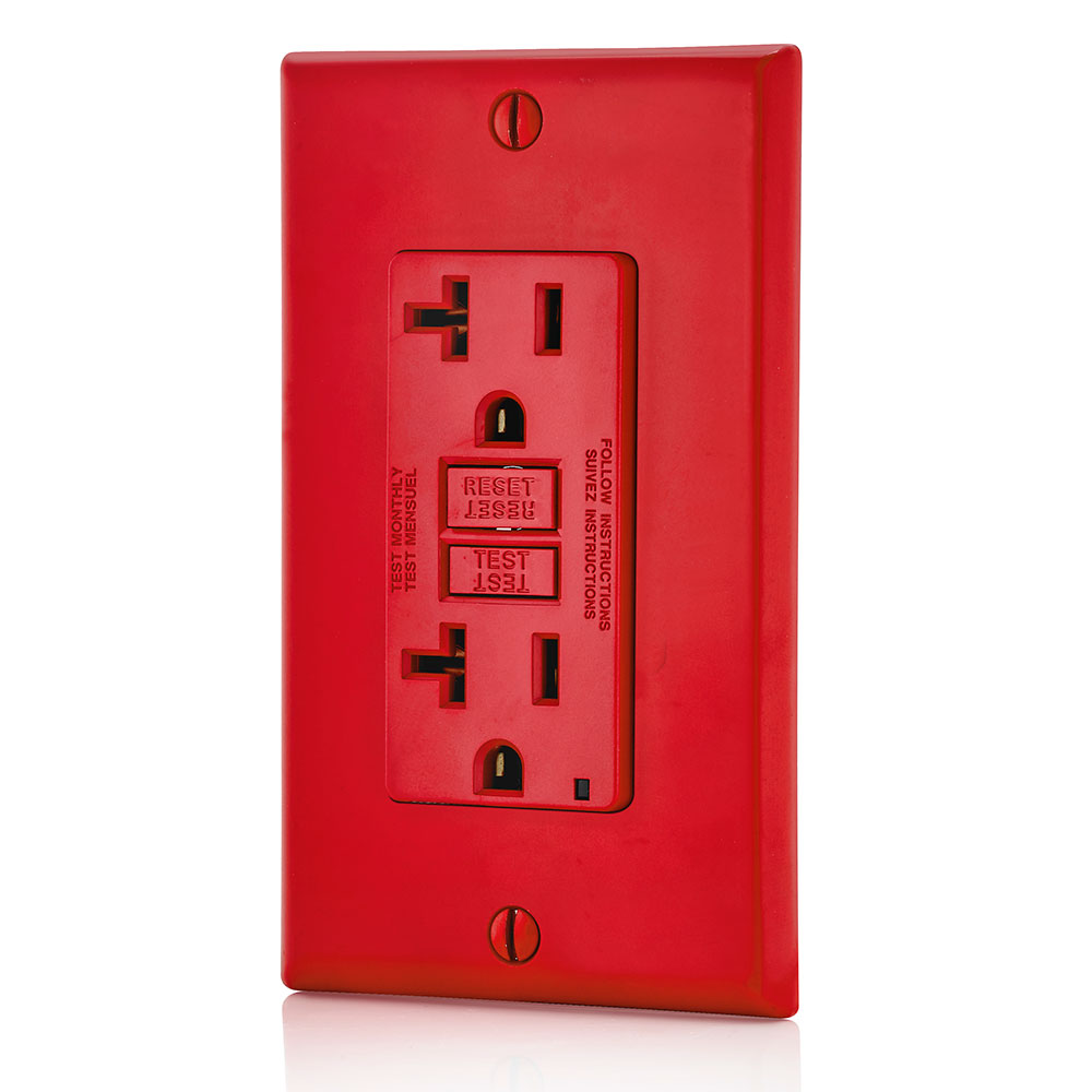 20 Amp, Self Test, Non Tamper-Resistant GFCI Outlet with LED Indicator Light