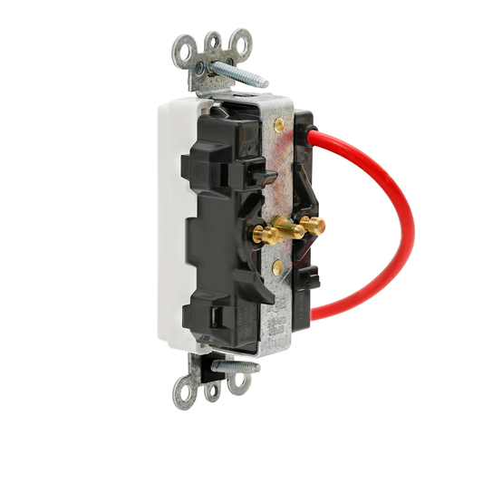 20 Amp Lev-Lok® Decora Plus Duplex Receptacle/Outlet, Industrial Grade, Split-Circuit, Self-Grounding