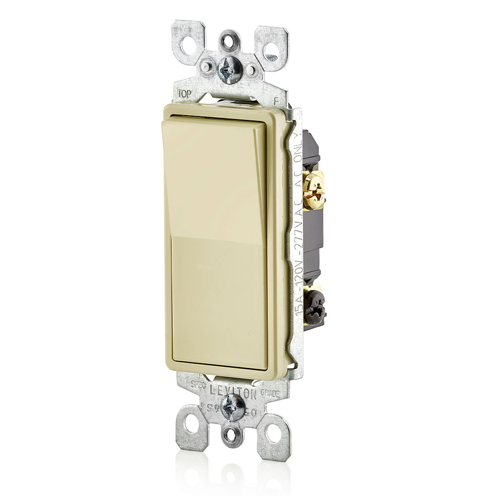 15 Amp Decora Rocker 3-Way Switch, Grounding, Ivory