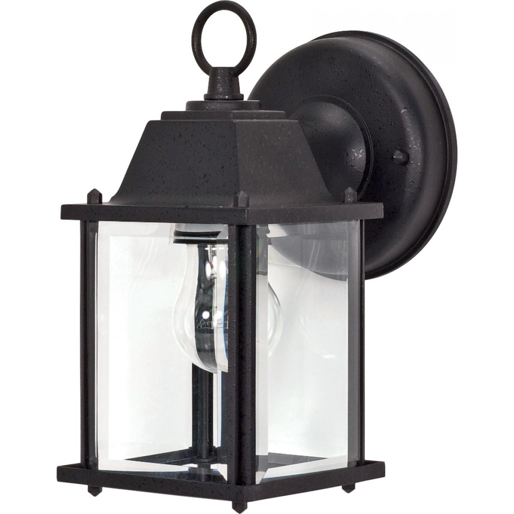 1 Light, 8-5/8 in., Wall Lantern, Cube Lantern with Clear Beveled Glass, Color retail packaging