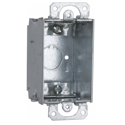 3 in. x 2 in. Switch Box, Gangable, 2 in. Deep, One 1/2 in. KO & NMSC Clamps, Plaster Ears