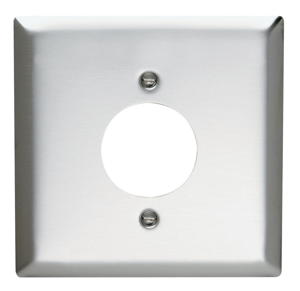 2-Gang 302/304 Stainless Steel Wall Plate, Power Outlet Receptacle 1.5938-in Diameter Opening